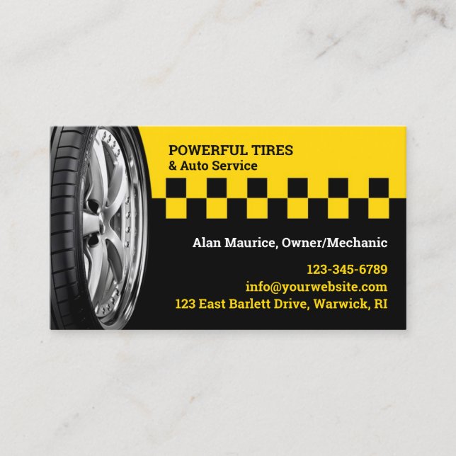Cartão De Visita Tire Service Business Card Template (Frente)