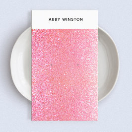 Cartão De Visita Titular de Gravação com Glitter de PInk Quente