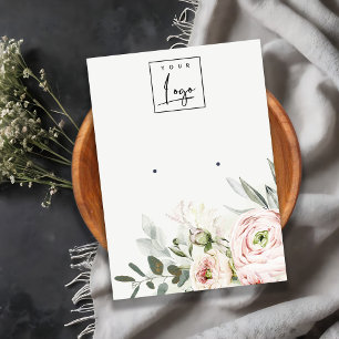 Cartão De Visita Titular do Logotipo de Folhagem Verde de Peony Ver