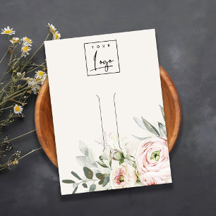 Cartão De Visita Titular do Logotipo Floral de Peony Verde e Pentea