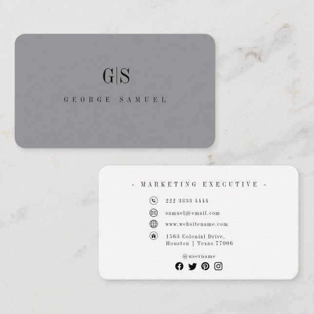 Cartão De Visita Título do Cargo Nome do Empregado Elegante Profiss (Frente/Verso)