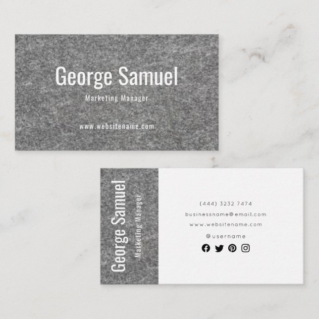 Cartão De Visita Título do Cargo Nome do Empregado Elegante Profiss (Frente/Verso)