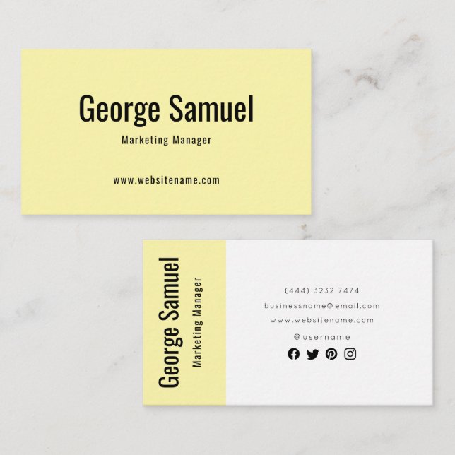 Cartão De Visita Título do Cargo Nome do Empregado Elegante Profiss (Frente/Verso)