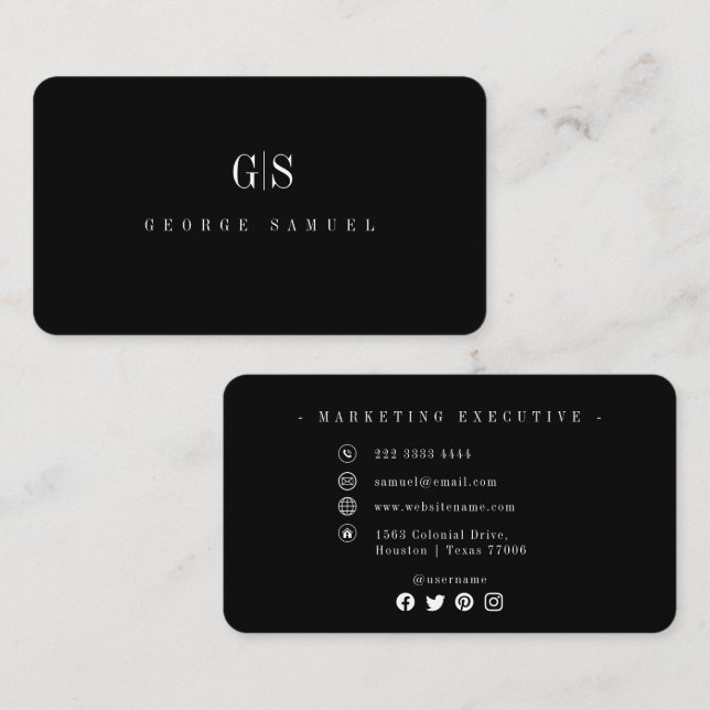 Cartão De Visita Título do Cargo Nome do Empregado Elegante Profiss (Frente/Verso)