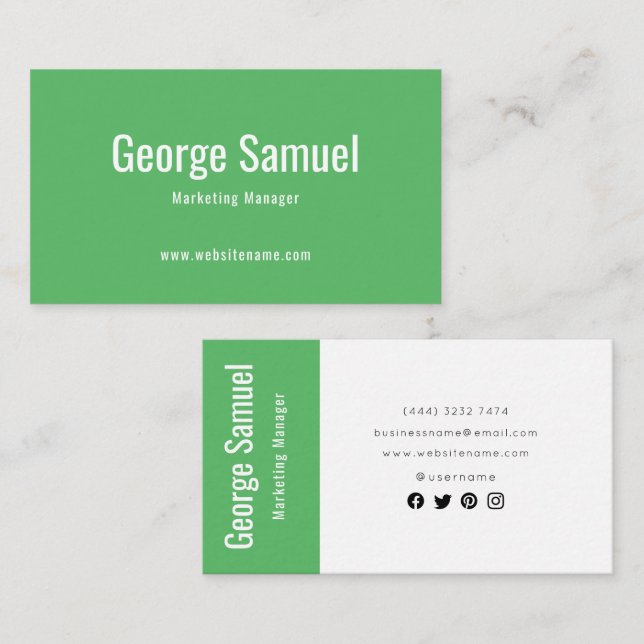 Cartão De Visita Título do Cargo Nome do Empregado Elegante Profiss (Frente/Verso)