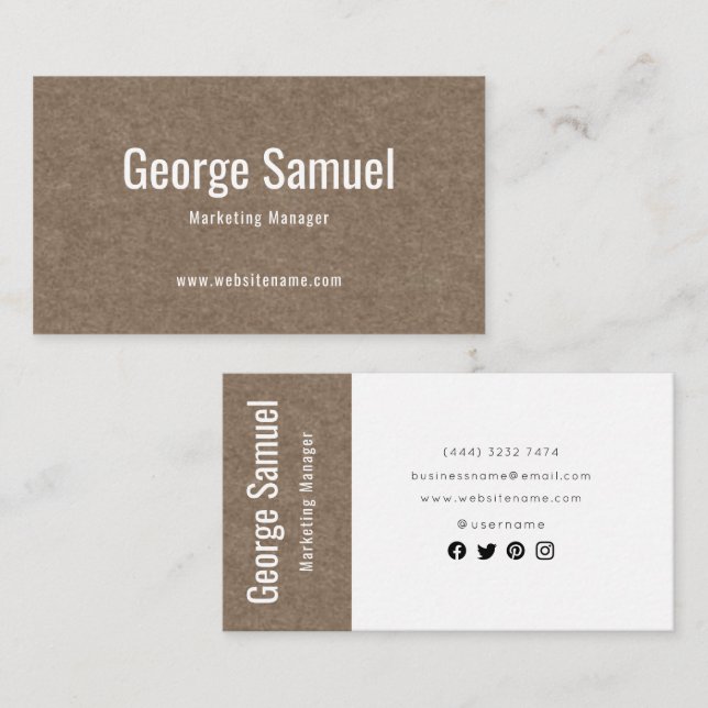 Cartão De Visita Título do Cargo Nome do Empregado Elegante Profiss (Frente/Verso)