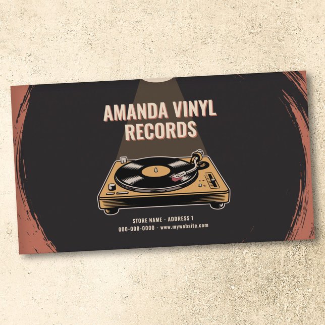 Cartão De Visita Toca-discos de Vinil Iluminado (Illuminated Vinyl Record Turntable Business Card)