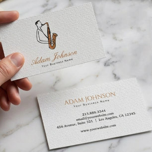 Cartão De Visita Toca Saxofone Jazz Músico Elegante 