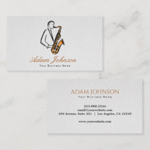 Cartão De Visita Toca Saxofone Jazz Músico Elegante 