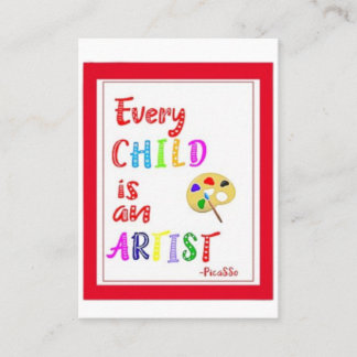 Cartão De Visita Toda Criança é uma Artista, ATC,
