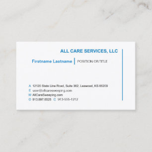 Cartão De Visita Todos os serviços do cuidado - posição