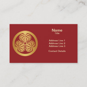 Cartão De Visita Tokugawa Aoi Japonês Crest na Família Mon Dourad