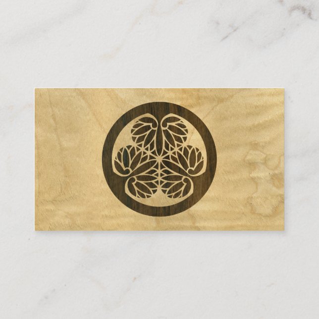 Cartão De Visita Tokugawa Aoi Mon Japonês Crest Wood Veneza (Verso)