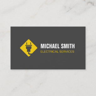 Cartão De Visita Toma de Energia Moderno Logotipo Amarelo Eletricis
