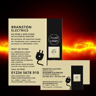 Cartão De Visita Tomada e tomada de alimentação de dois pinos, elet