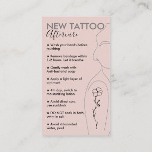 Cartão De Visita Tome cuidado com Nova Tatuagem Rosa Esbranquiçada 