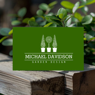 Cartão De Visita Topiary Trio Gardener Landscaping Verde/Branco