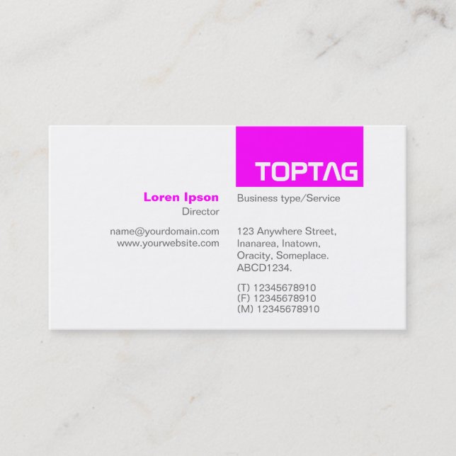Cartão De Visita TopTag v2 - Magenta (Frente)