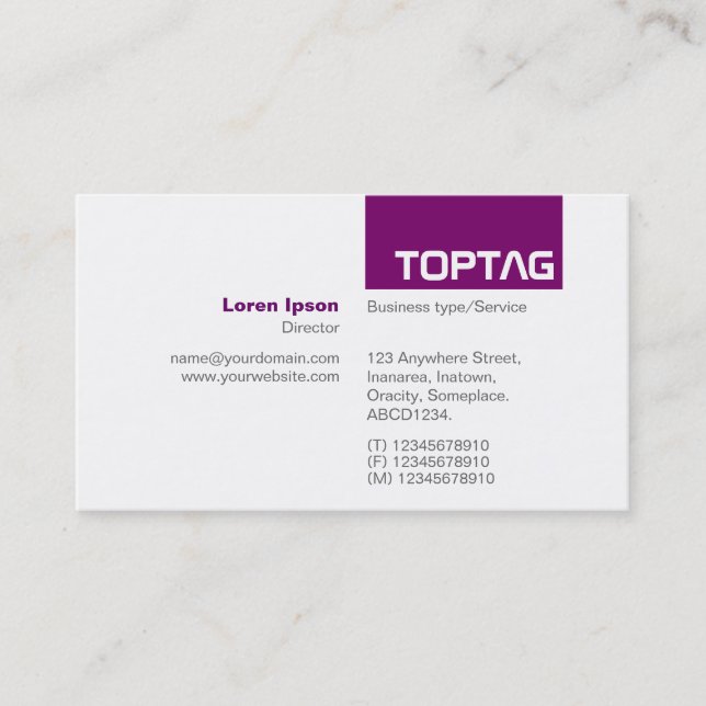 Cartão De Visita TopTag v2 - Pluma (Frente)