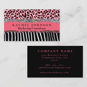 Cartão De Visita Toque Rosa Moderno Feminino Glam Retro Empresarial