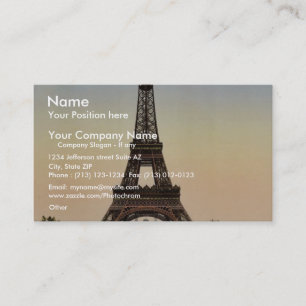 Cartão De Visita Torre Eiffel, vista de vista completa para o