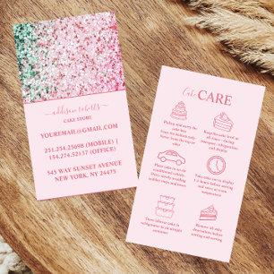 Cartão De Visita Torta de Marca Mínima Brilho Rosa