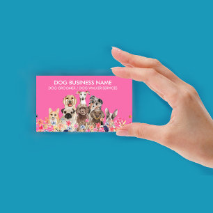 Cartão De Visita Tosa de Cachorro Rosa Neon
