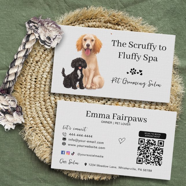 Cartão De Visita Tosa de Cães  (Pet grooming business cards for pet care business)