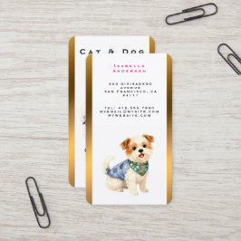 Cartão De Visita Tosa de Cães Coleção Elegante Ouro Personalizada