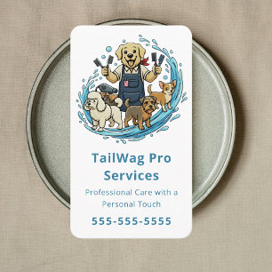Cartão De Visita Tosa de Cães Felizes Pet Sitter Cute Dog Groomer