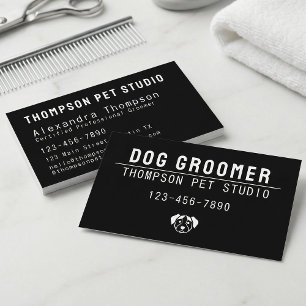 Cartão De Visita Tosa de Cães Moderno Ousado Grooming Profissional
