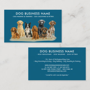 Cartão De Visita Tosa de cão em aquarela azul-marinho elegante