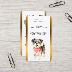 Cartão De Visita Tosa de Cão Personalizada Coleção Elegante Dourada
