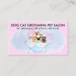 Cartão De Visita Tosa Pet Rosa Azul Fofa Gato Cachorro
