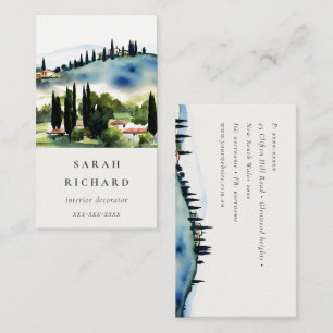 Cartão De Visita Toscana Elegante Itália Paisagem Aquarela