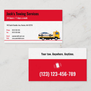 Cartão De Visita Tow Truck Services Seu reboque em qualquer lugar