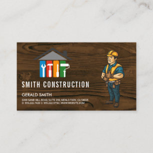 Cartão De Visita Trabalhador de Construção Logotipo do Contratant