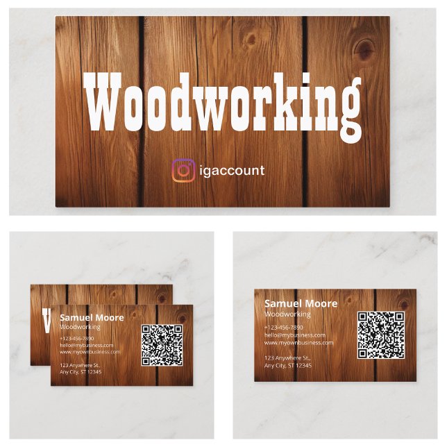 Cartão De Visita Trabalhador de Madeira Moderno (Modern Woodworking Professional Business Card
)