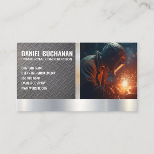 Cartão De Visita Trabalhador de Soldadura de Colarinho Azul   Faísc