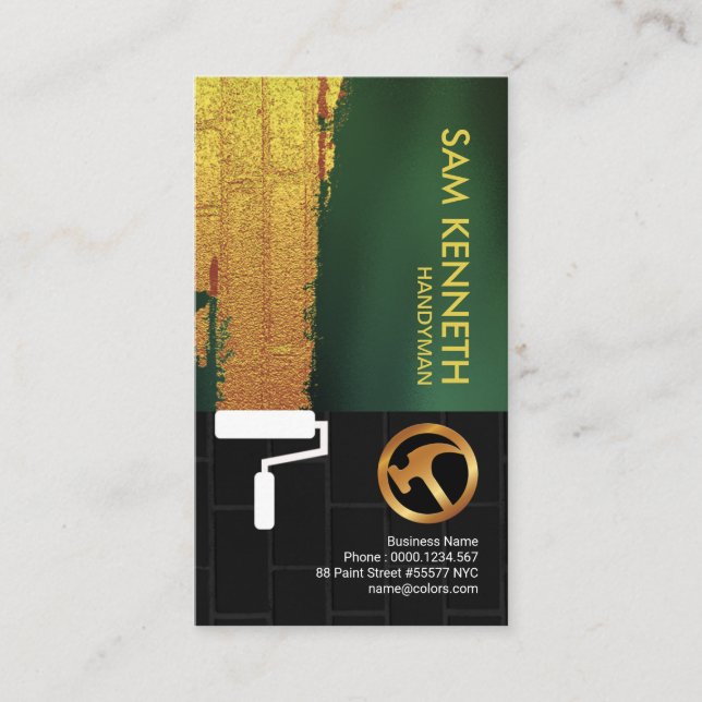 Cartão De Visita Trabalhador manual preto simples da parede de (Frente)