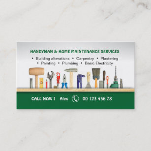 Cartão De Visita Trabalhador manual & serviços de manutenção Home