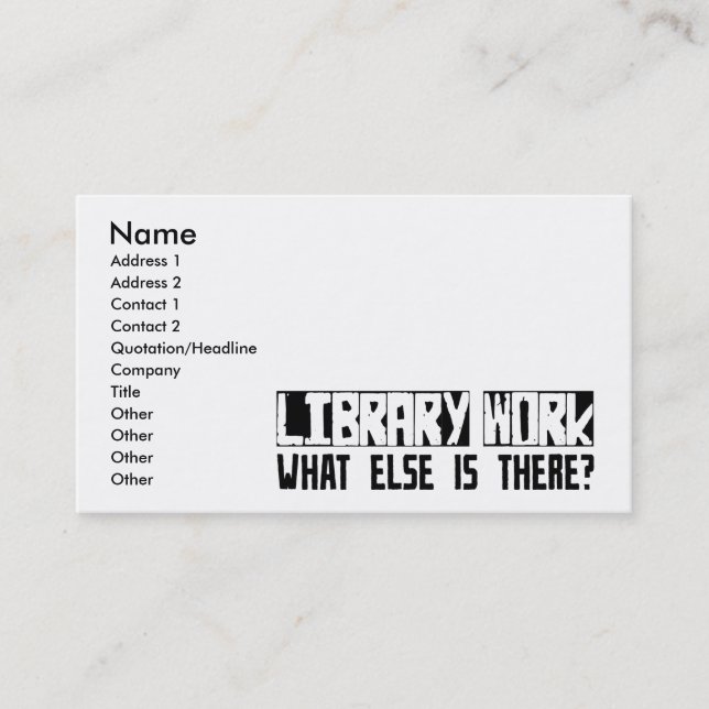 Cartão De Visita Trabalho da biblioteca que outro está lá? (Frente)