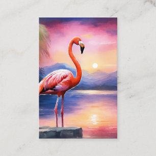 Cartão De Visita Trabalho de arte gráfico de Flamingo Rosa na aquar