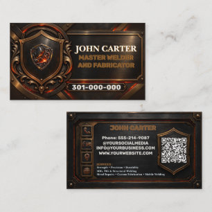 Cartão De Visita Trabalho em Metal Solda Bronze Código QR Logo Pers