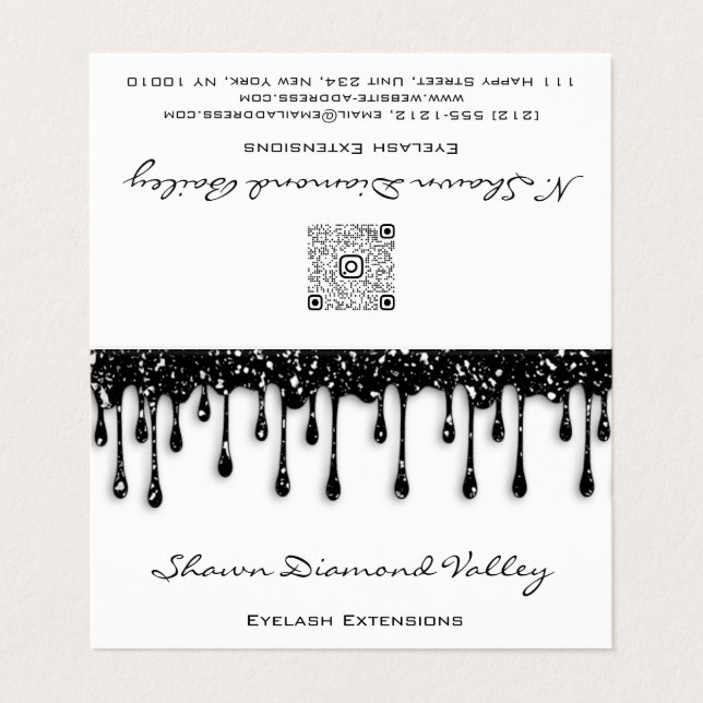 Cartão De Visita Traços de maquilhagem Unidades Pretas Código QR Wh (Exterior Desdobrado)