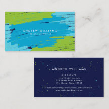 Traços de Negrito Moderno Verdes e Azuis Vibrantes