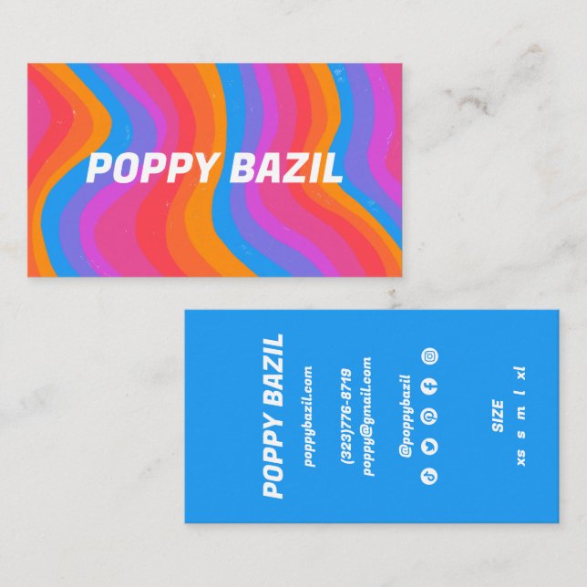 Cartão De Visita Traços de onda coloridos Marca de travamento PERSO (Frente/Verso)