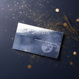 Cartão de Visita Traços de Pincel Lunar Dourado e