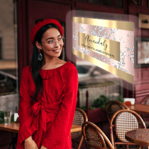 Cartão De Visita Traços de Prata Marble Beauty Compra Rosa VIP