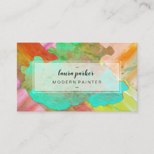 Cartão De Visita Traços do Artista de Pintura Moderna de Abstrato d